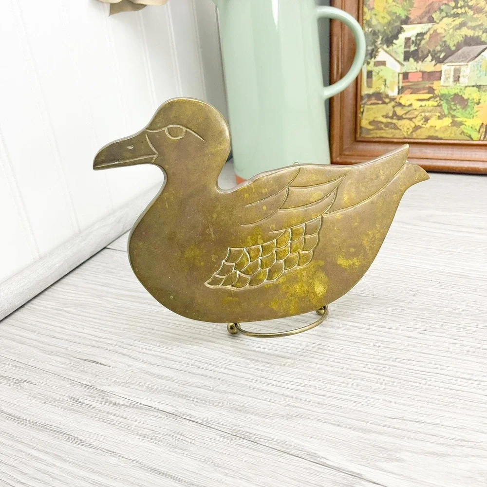 Vintage Brass Duck Trivet: Retro‎ Nautical Decor